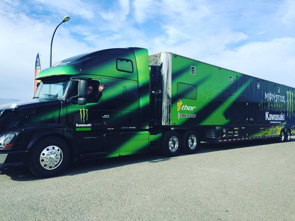 Ernie and the Monster Energy Thor Kawasaki rig are ready to hit the races! - Jason Hughes FB photo