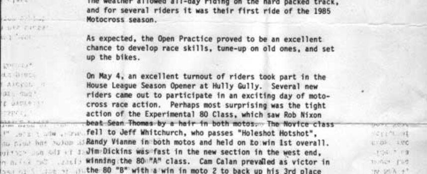 The Story Behind the Photo | 1985 Hully Gully Newsletter