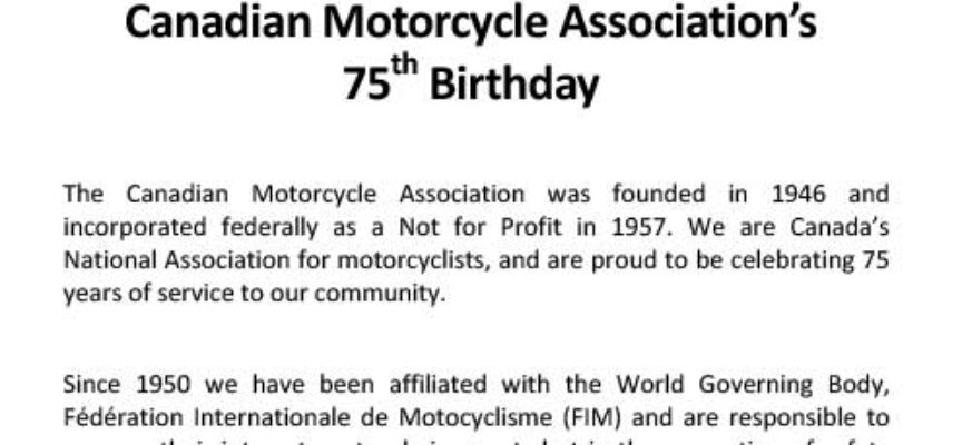 The CMA is 75 Years Old