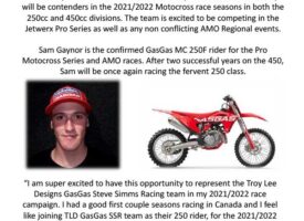Official SSR TLD Gas Gas Sam Gaynor Press Release