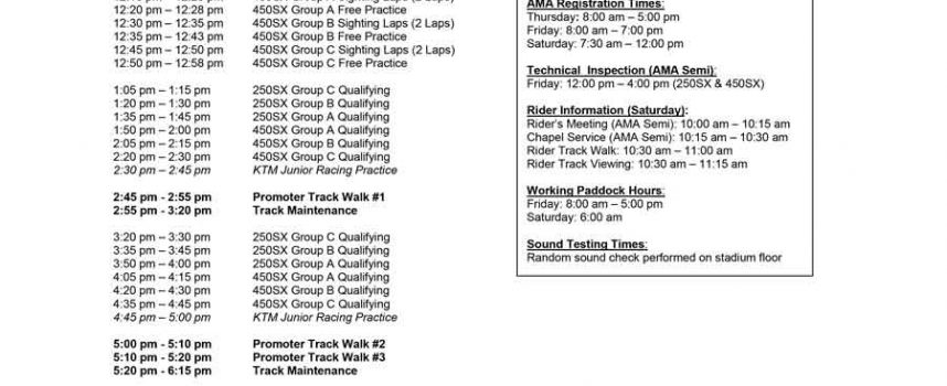A1 Race Day Schedule