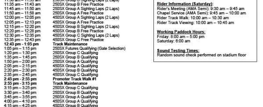 Oakland SX Track Map, Entry List, and Race Day Schedule