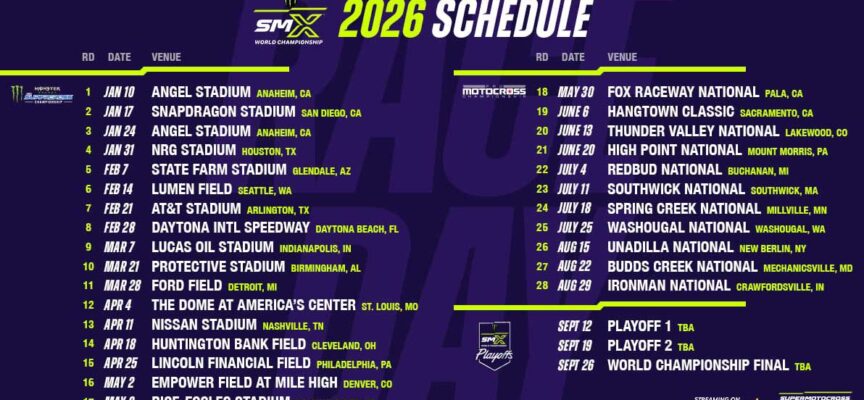 2026 SMX World Championship Schedule | Supercross and Motocross