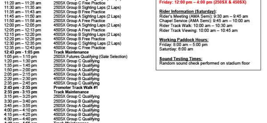 Oakland SX Track Map, Entry List, and Race Day Schedule