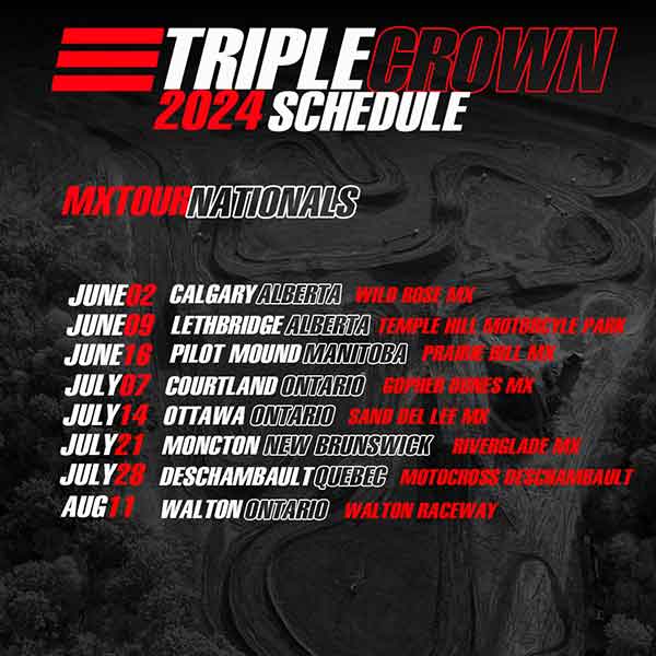 2024 Canadian Triple Crown Series Motocross Nationals schedule